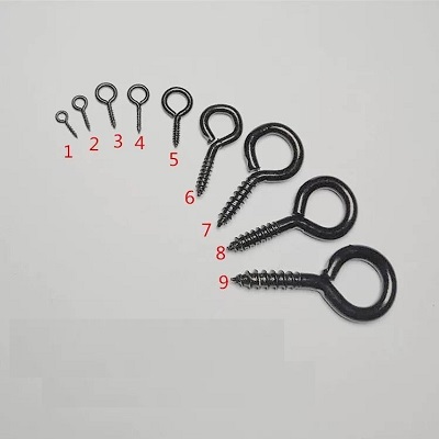 Black phosphate finish screw eye hooks